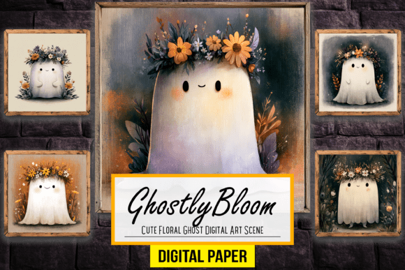 Download Cute Floral Ghost Digital Artwork Scene - Ghost Collection